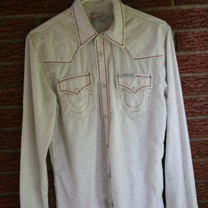 True Religion, Men's Medium Pearl-Snap Button Down Western Style Shirt